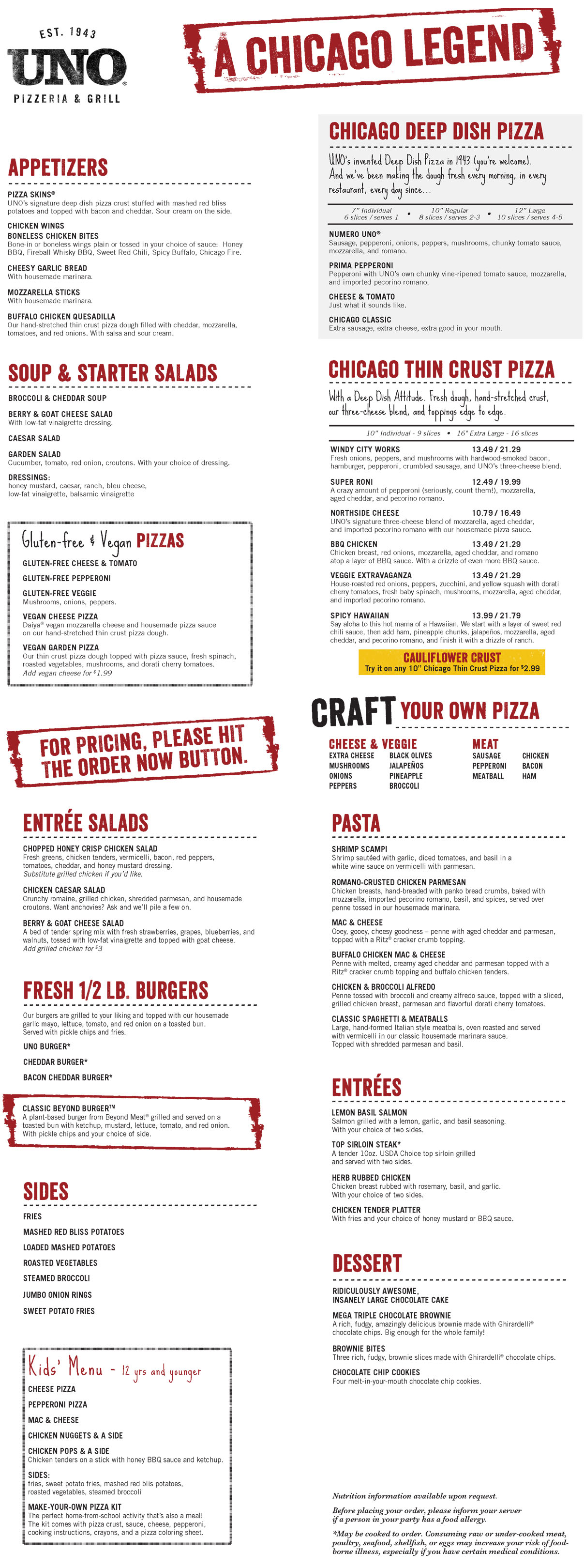 Online Pizza Menu